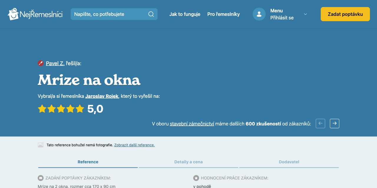 Reference: Mříže na okna