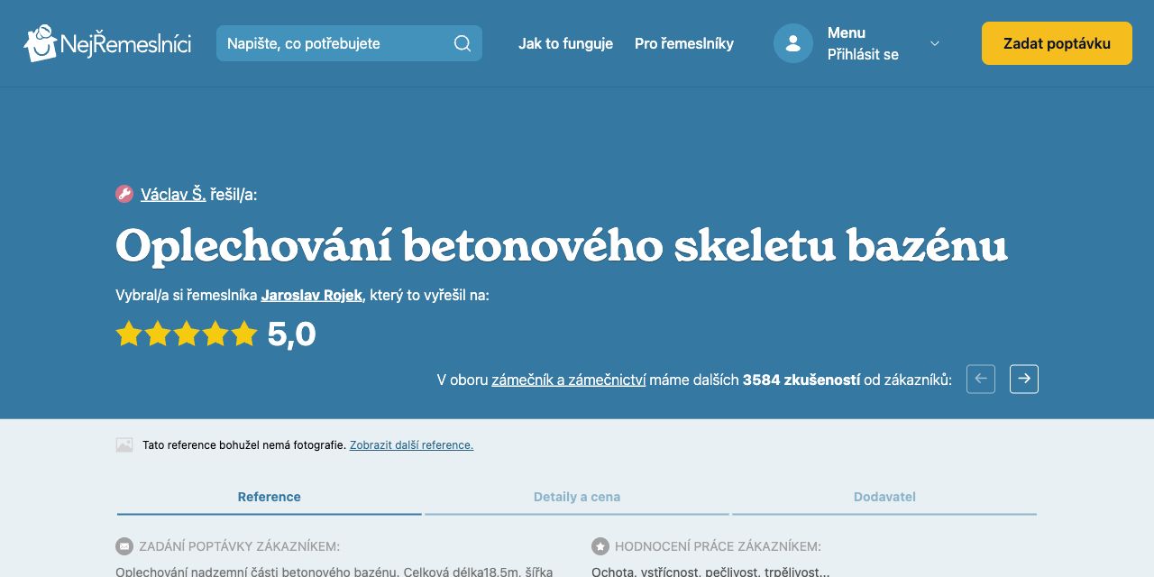 Reference: Oplechování betonového skeletu bazénu